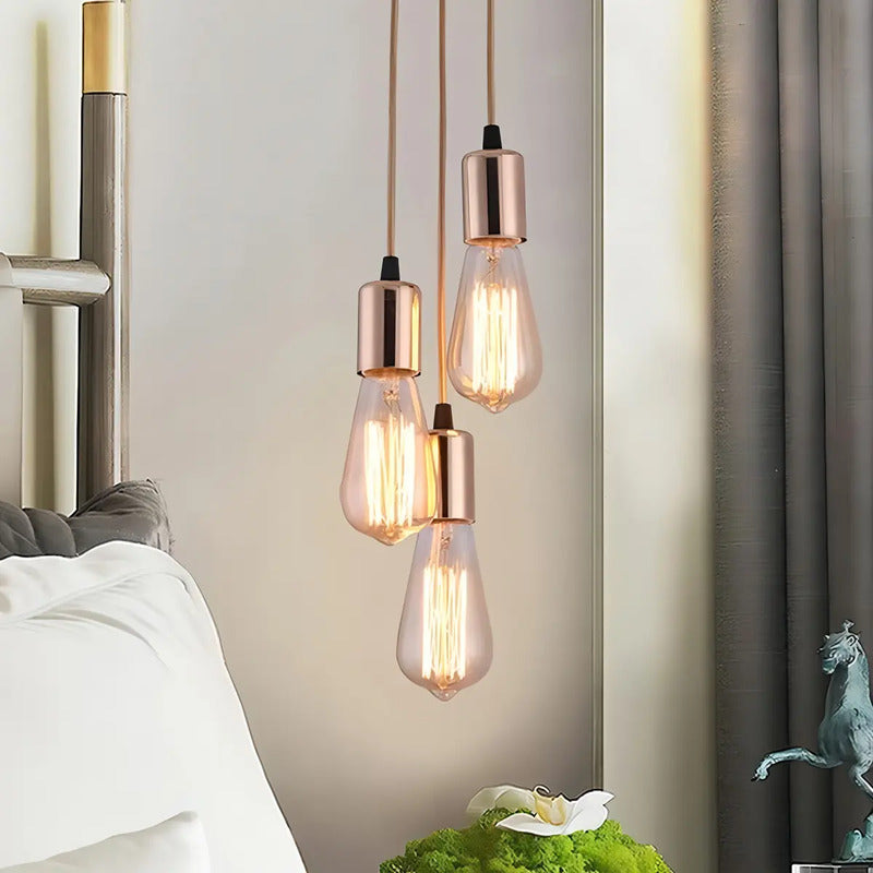 Lámpara Colgante Kivs Copper Triple Luz Techo Cobre Altura Ajustable Dorado Oscuro
