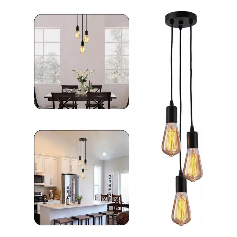 Lámpara Colgante Kivs Copper Triple Luz Techo Cobre Altura Ajustable Dorado Oscuro