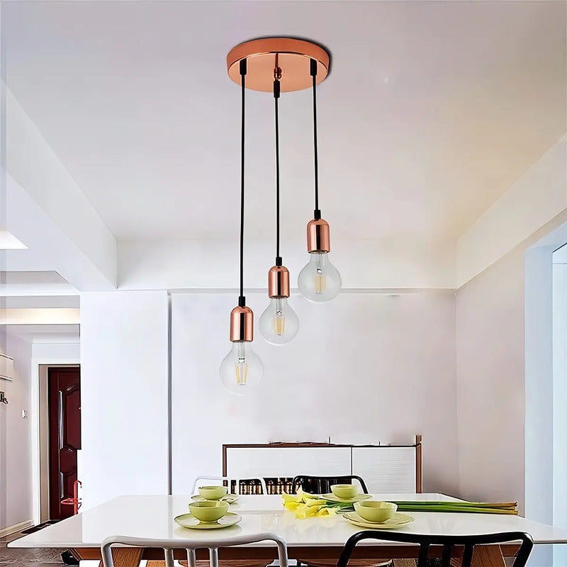 Lámpara Colgante Kivs Copper Triple Luz Techo Cobre Altura Ajustable Dorado Oscuro