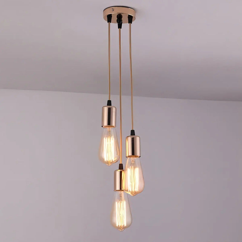 Lámpara Colgante Kivs Copper Triple Luz Techo Cobre Altura Ajustable Dorado Oscuro