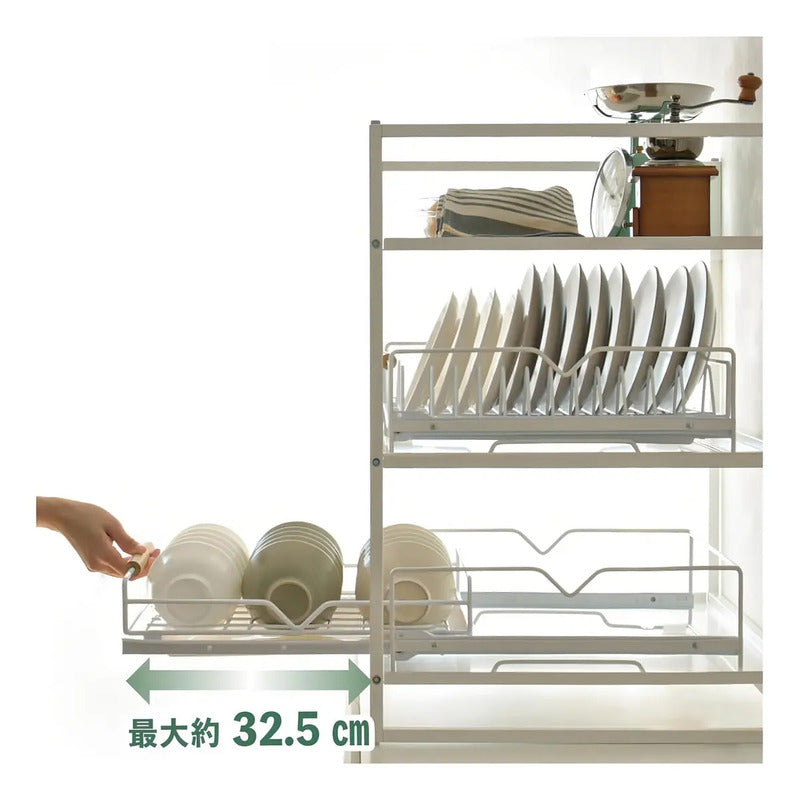 Secaplatos Escurridor Kivs Premium Con Cajón Abatible Organizador De Loza Tazas Platos Compatible Con Estantes Y Muebles Blanco
