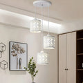 Lámpara Kivs Praga Round Metal Diseño Flores Moderno Triple Luz E27 Lampara Para Techo (p84) Blanco