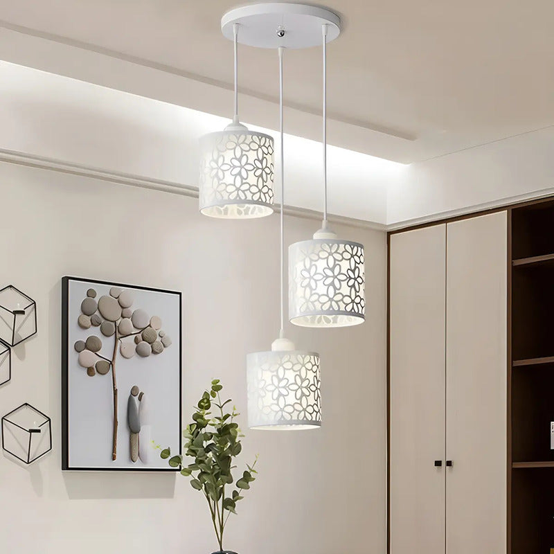 Lámpara Kivs Praga Round Metal Diseño Flores Moderno Triple Luz E27 Lampara Para Techo (p84) Blanco