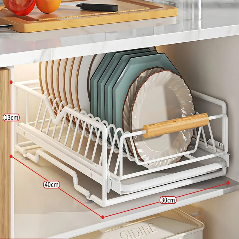 Secaplatos Escurridor Kivs Premium Con Cajón Abatible Organizador De Loza Tazas Platos Compatible Con Estantes Y Muebles Blanco
