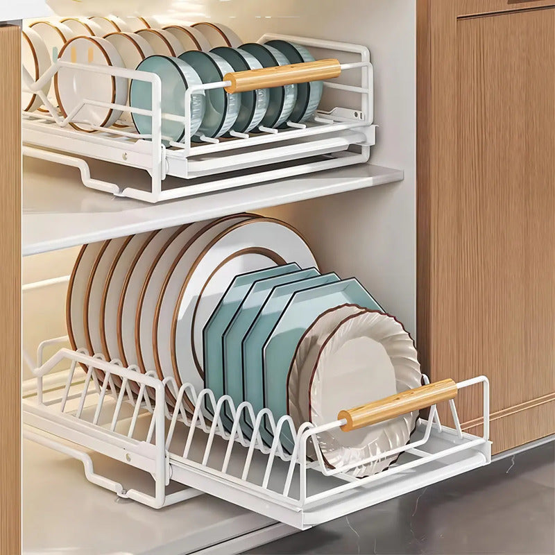 Secaplatos Escurridor Kivs Premium Con Cajón Abatible Organizador De Loza Tazas Platos Compatible Con Estantes Y Muebles Blanco