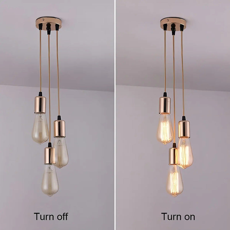 Lámpara Colgante Kivs Copper Triple Luz Techo Cobre Altura Ajustable Dorado Oscuro