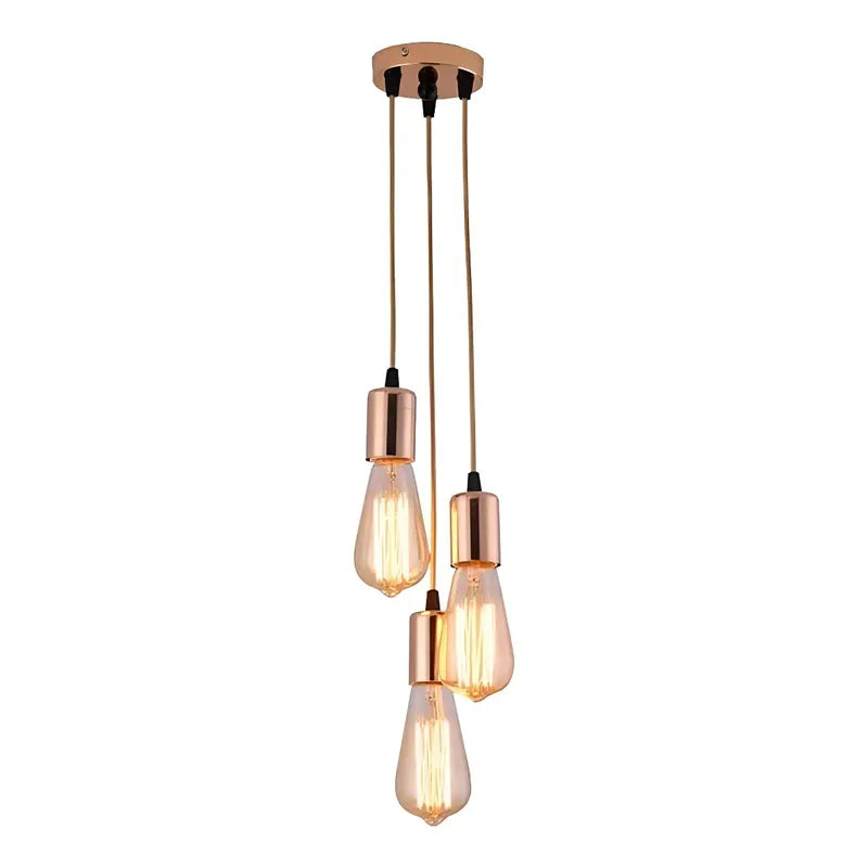 Lámpara Colgante Kivs Copper Triple Luz Techo Cobre Altura Ajustable Dorado Oscuro